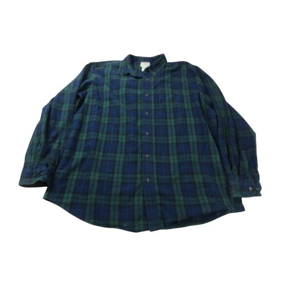 L.L. Bean Other - L.L. Bean Flannel Shirt Mens XL Green Blue Plaid Slightly Fitted Button‎ Down